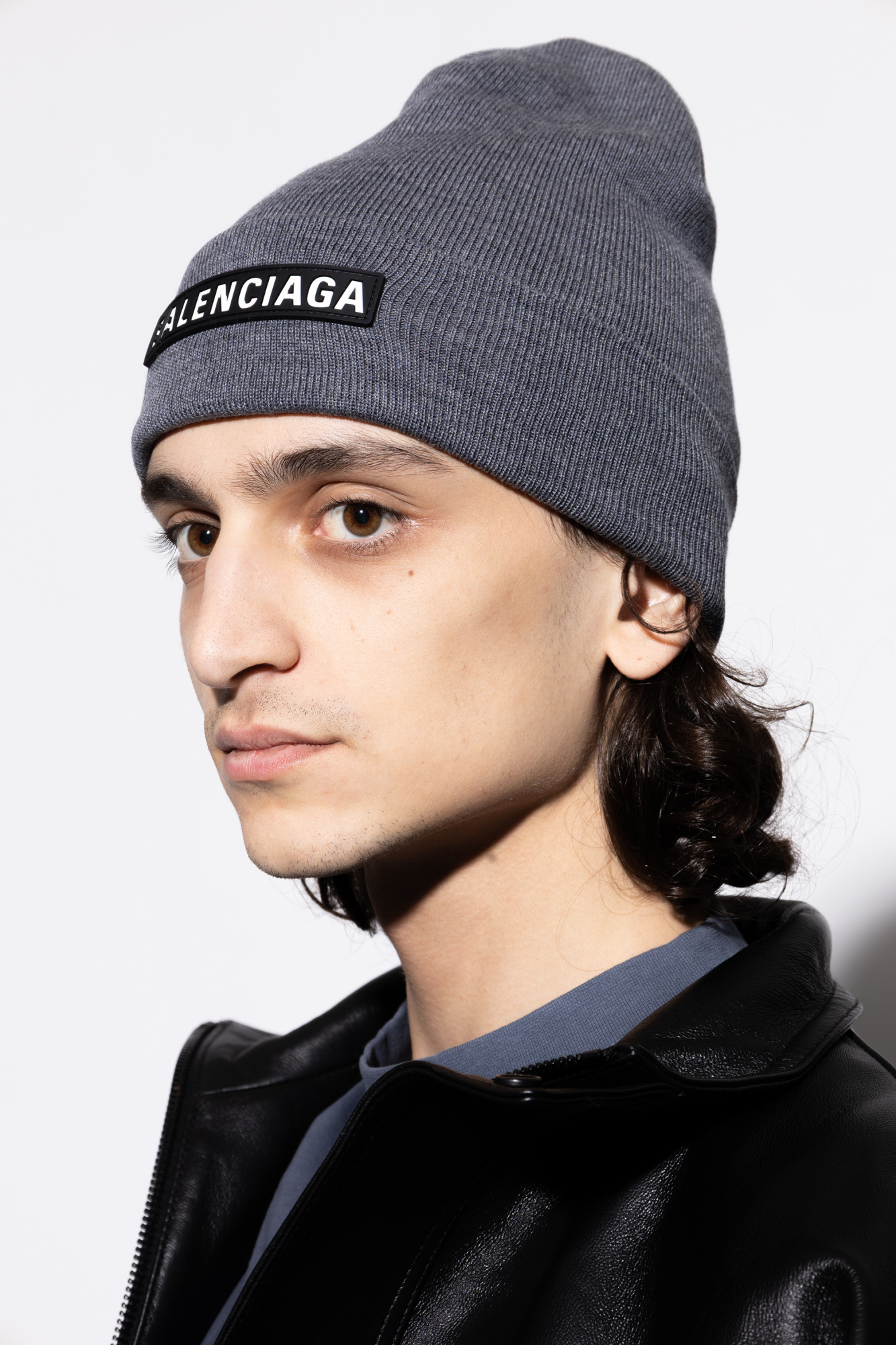 Grey Wool beanie with logo patch Balenciaga - Vitkac Canada